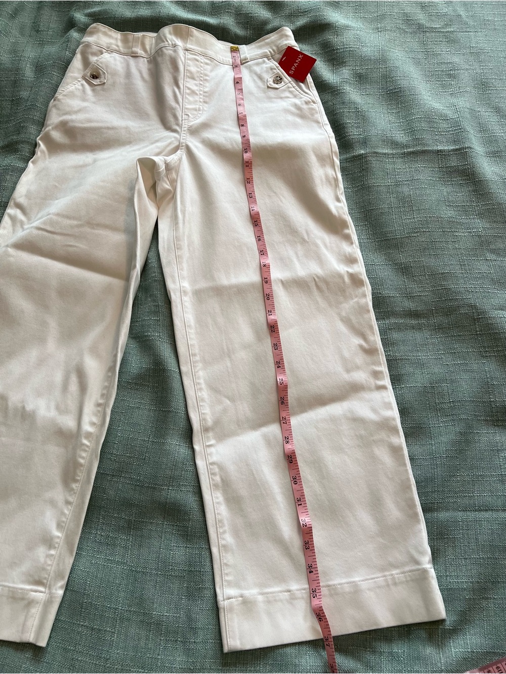 SPANX White Wide-Leg Cropped Twill Pants Size Large NWT - Picture 12 of 12